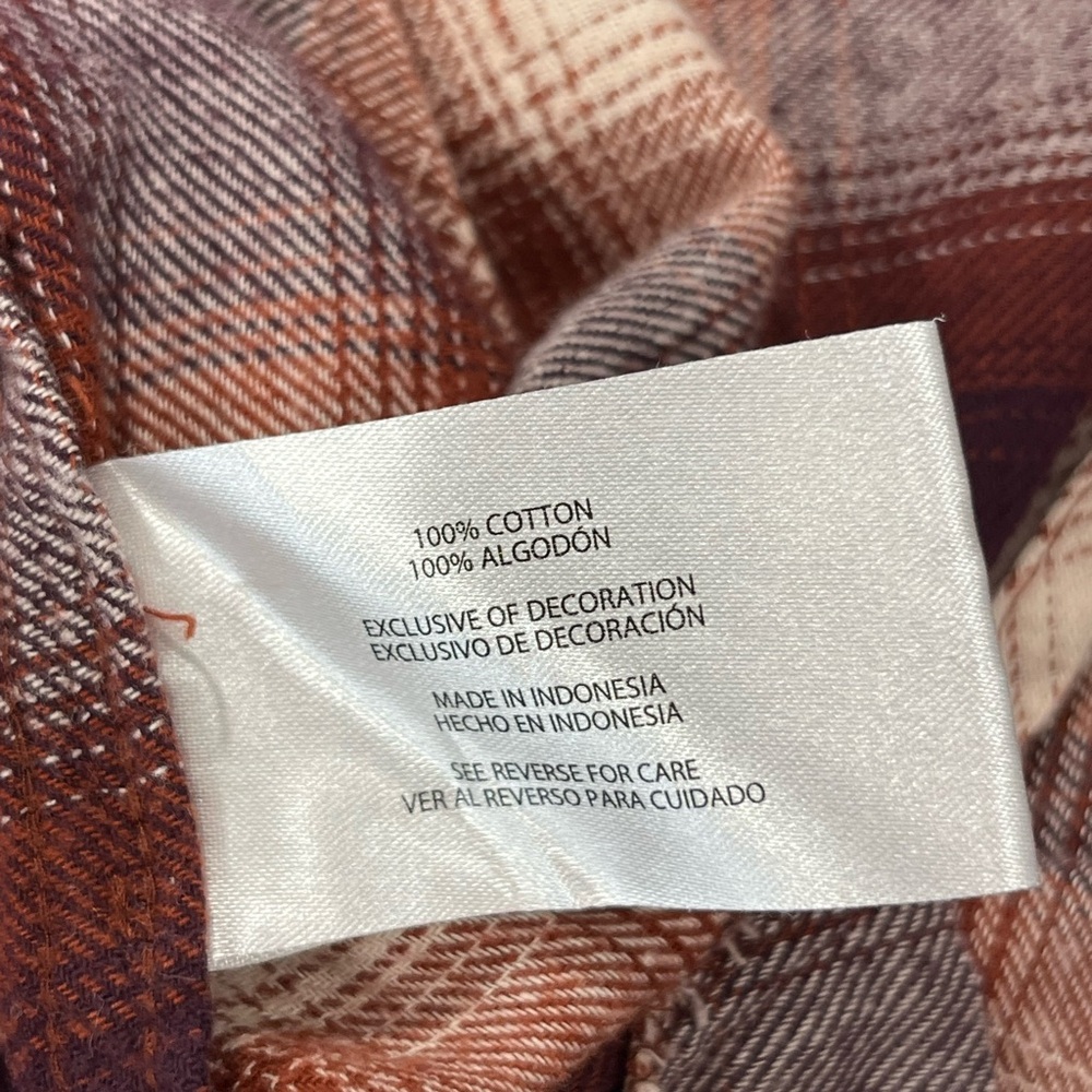 GAP Moana Plaid Button Down Shirt Rust/Burgundy —… - image 7